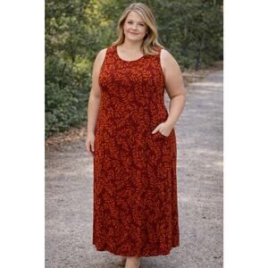 Maggie McNaughton Womens 2X Floral Print Sleeveless Maxi Dress Plus Size Casual